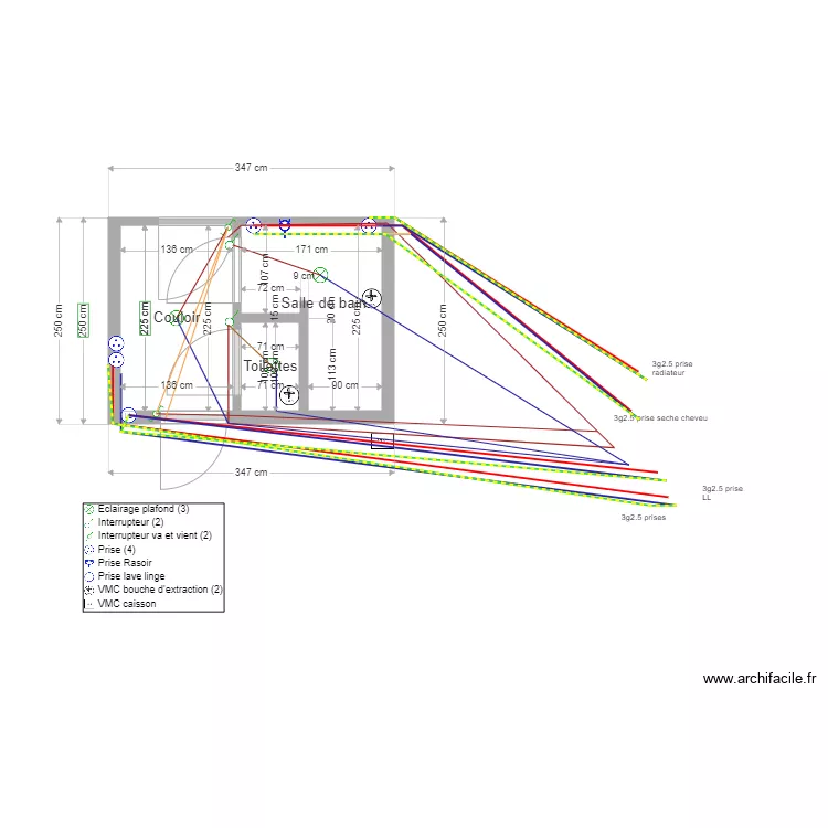 SALLE DE BAIN ETAGE elec. Plan de 