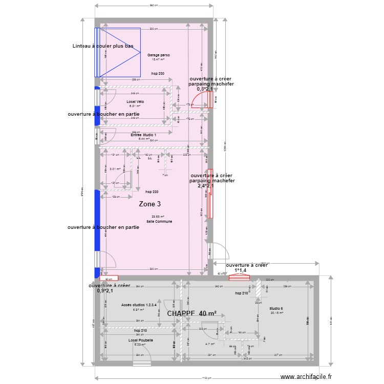 Salle commune Studio MACON ZONE 3. Plan de 0 pièce et 0 m2