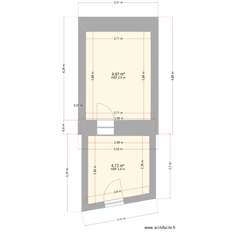 RUA DA S FLORES. Plan de 2 pièces et 17 m2