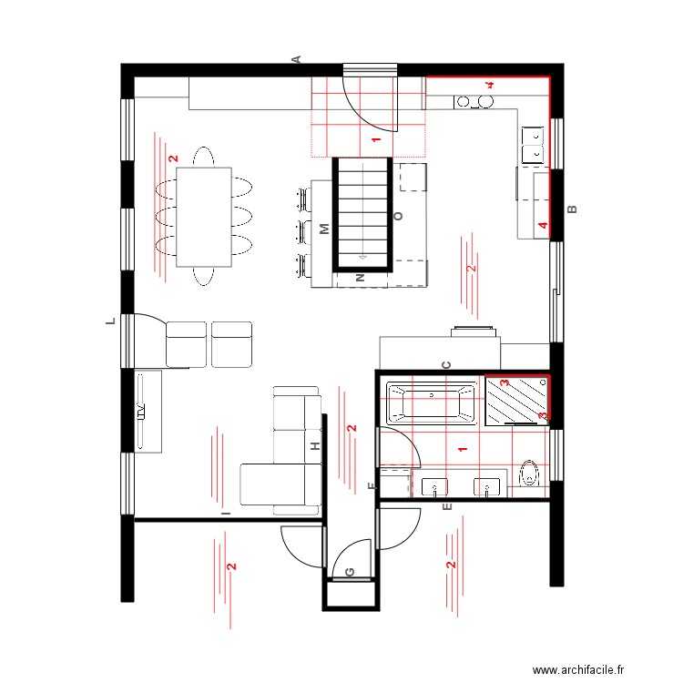 jl bouffard revetement. Plan de 2 pièces et 8 m2