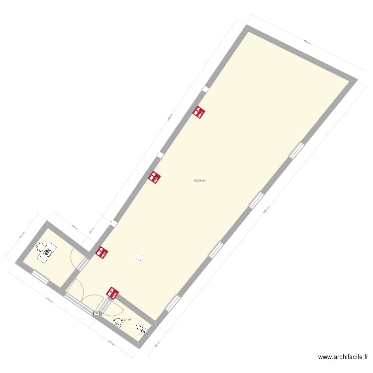 L.T.T. Plan de 2 pièces et 95 m2
