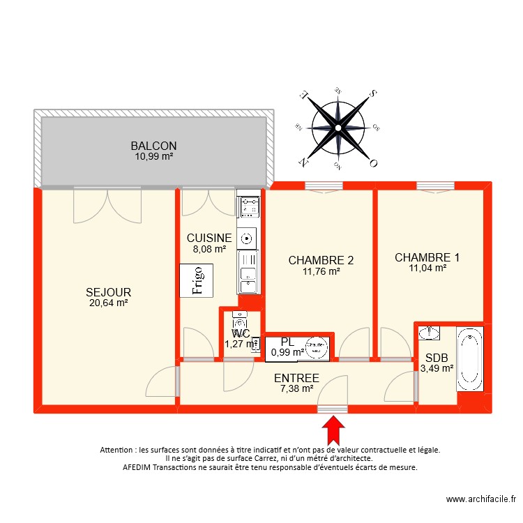 BI9516. Plan de 11 pièces et 76 m2