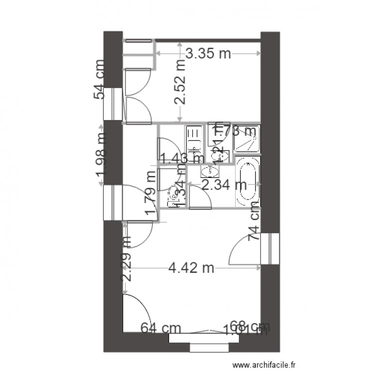 plan origine apt PMR. Plan de 0 pièce et 0 m2