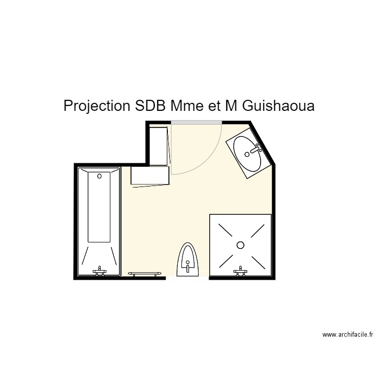 sdb guishaoua. Plan de 1 pièce et 7 m2