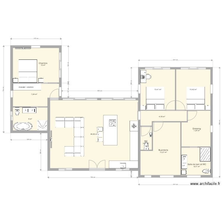 La retraite. Plan de 11 pièces et 124 m2