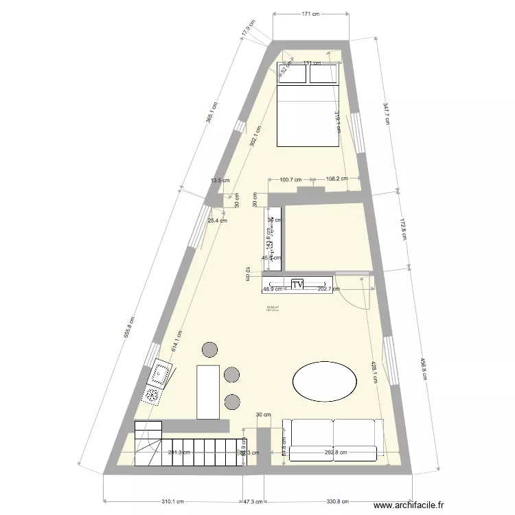 SEINE ETAGE 2 meubl&eacute; BIS. Plan de 