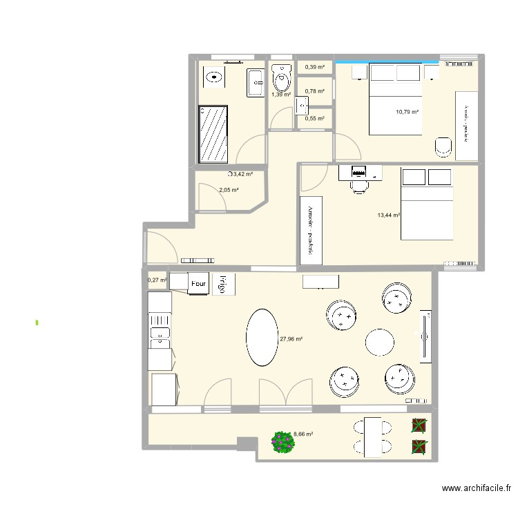 vendome. Plan de 11 pièces et 80 m2