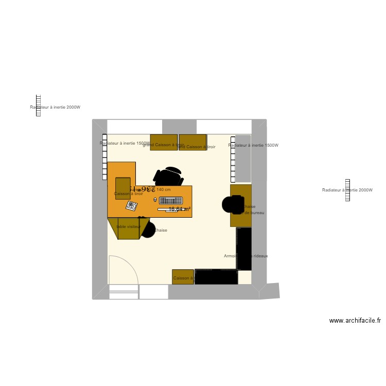 bureau isa 3. Plan de 1 pièce et 17 m2