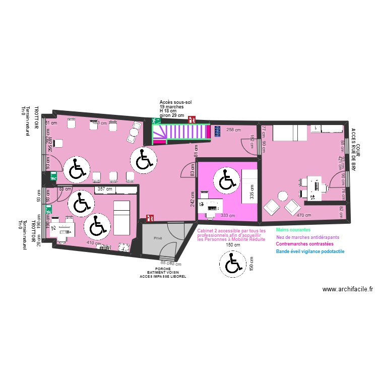 3 esp de rotation CABINET PARA MEDICAL DE CHENNEVIERES RDC APRES TRAVAUX. Plan de 8 pièces et 98 m2