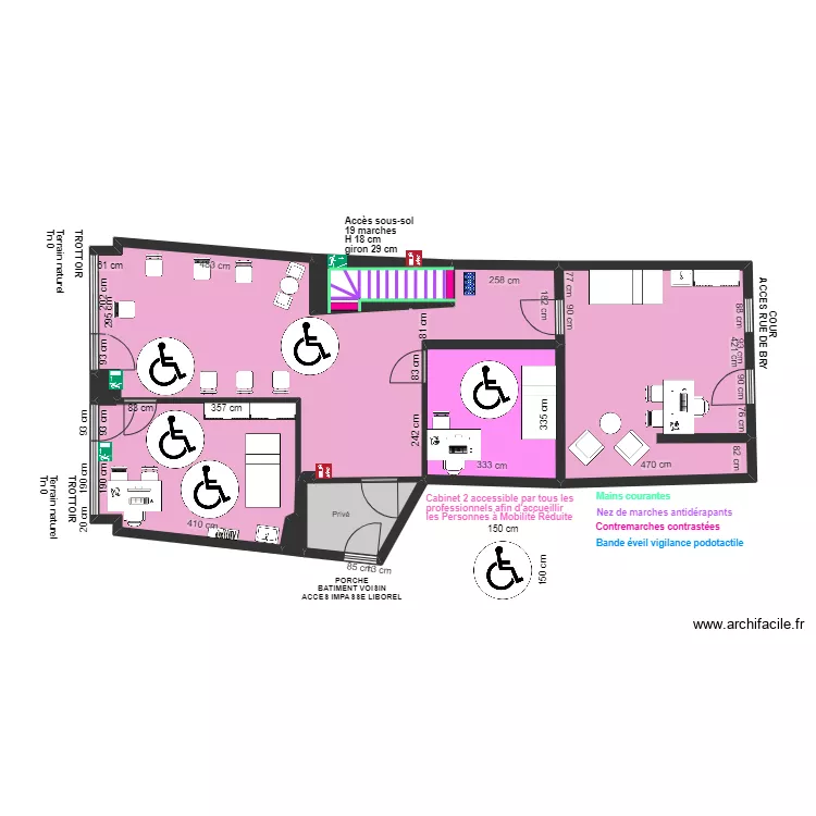 3 esp de rotation CABINET PARA MEDICAL DE CHENNEVIERES RDC APRES TRAVAUX. Plan de 3 esp de rotation CABINET PARA MEDICAL DE CHENNEVIERES RDC APRES TRAVAUX. Plan de
