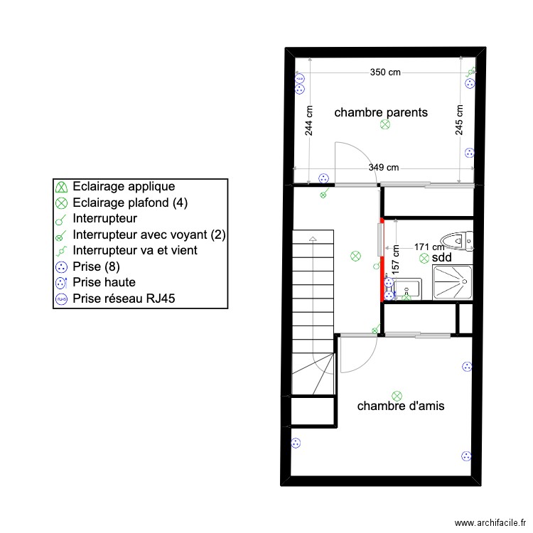 bartin etage projeté cloison. Plan de 0 pièce et 0 m2