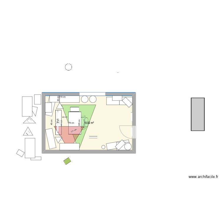 Studio Trévoux. Plan de 1 pièce et 18 m2