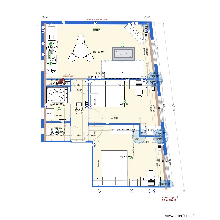 appartement rte Lodève V82. Plan de 9 pièces et 44 m2