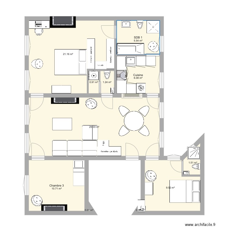 Meslay V4 locaux technique WC largeur meublé. Plan de 0 pièce et 0 m2
