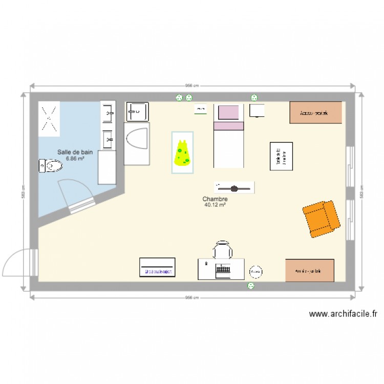 Chambre Hôpital Plan dessiné par MCC77