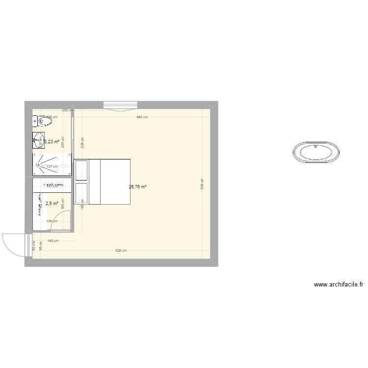 chambre lulu 4. Plan de 3 pièces et 33 m2