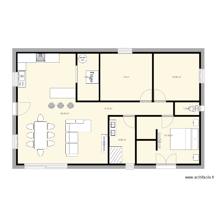 plein pied 90m2 3 chambres 3. Plan de 0 pièce et 0 m2