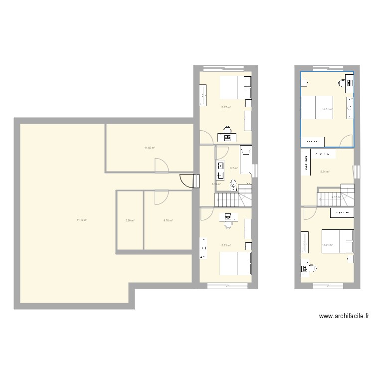 Extension Murles 2. Plan de 12 pièces et 177 m2