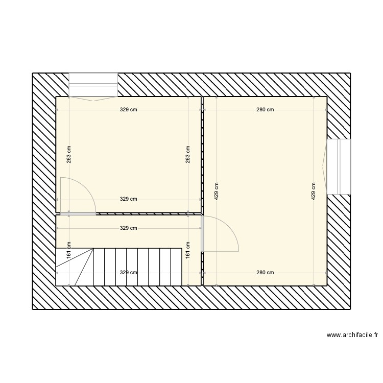 Criel de Renage Etage. Plan de 3 pièces et 26 m2