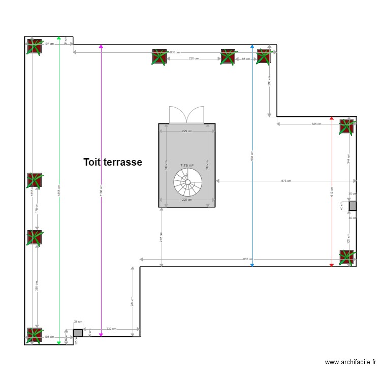 Penthouse toit terrasse. Plan de 4 pièces et 135 m2