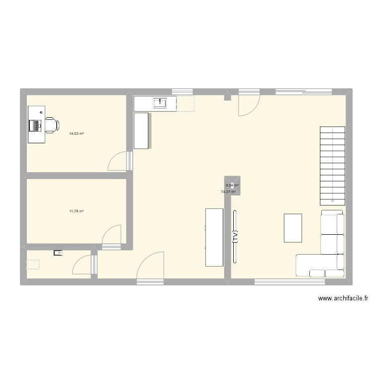 Idée GRANGE. Plan de 4 pièces et 100 m2