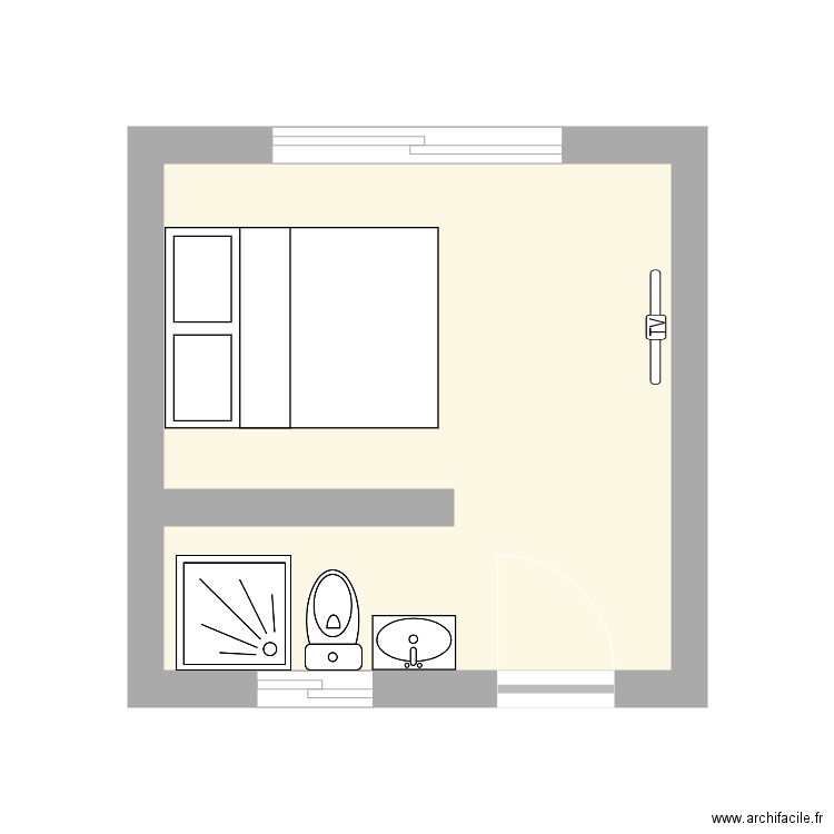 amenagement chambre typique. Plan de 1 pièce et 12 m2