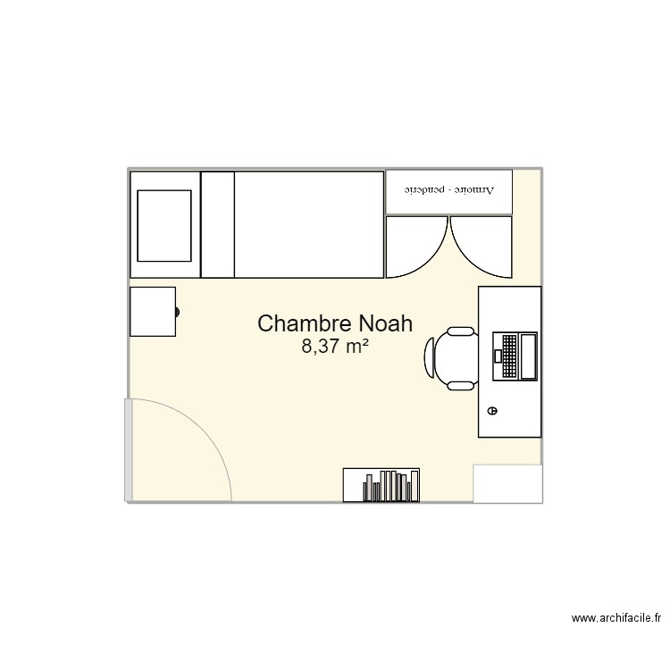 Noah Romainville. Plan de 1 pièce et 8 m2