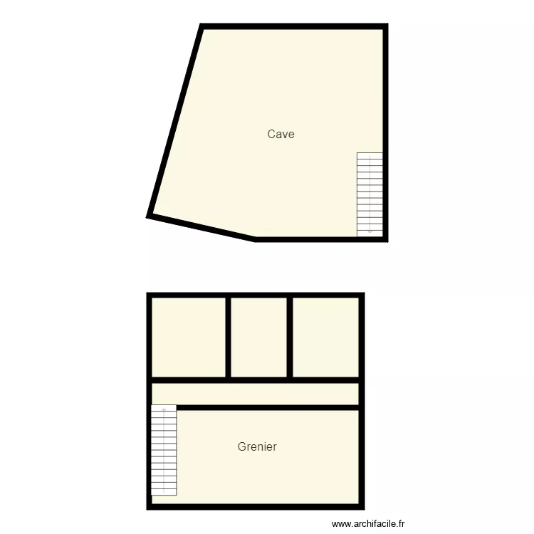 Croquis cave et grenier SCI PASG. Plan de 