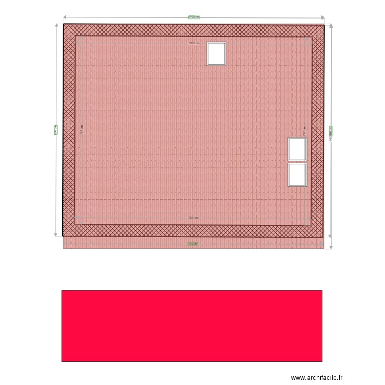 Toiture scierie. Plan de 1 pièce et 80 m2