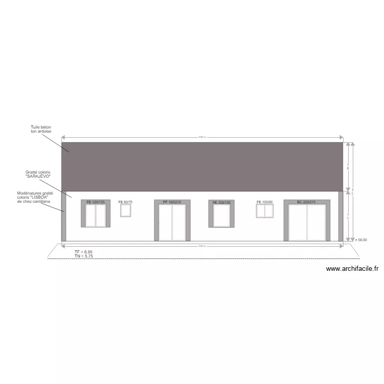 Facade arriere chris. Plan de 
