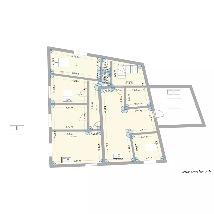 appart 2eme etage. Plan de 5  et 100 m²