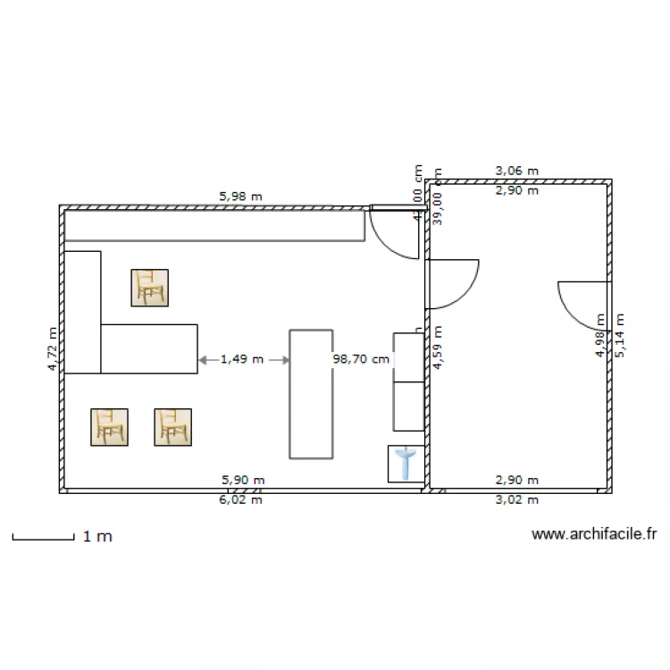 bureau centre medical meubl&eacute;. Plan de 