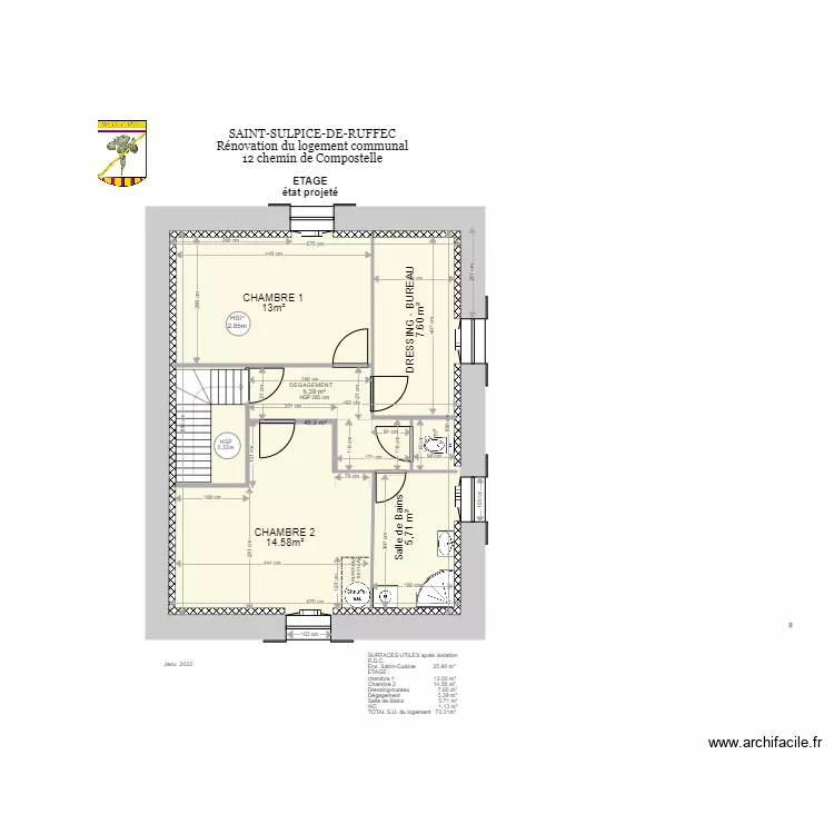 logement communal ETAGE - sept 2022. Plan de 
