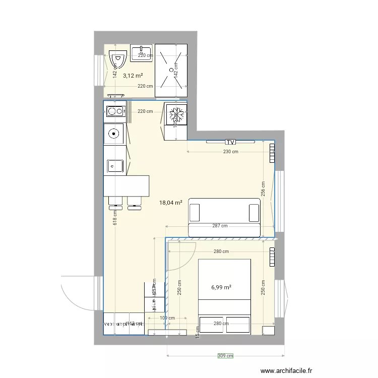Villa Dancourt am&eacute;nag&eacute;. Plan de 