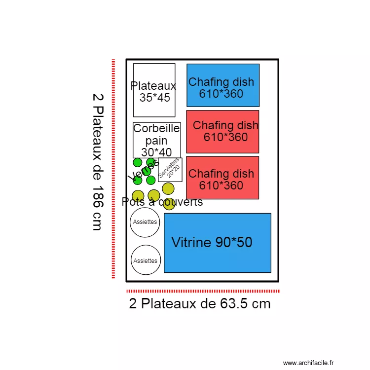 Id&eacute;&eacute; de dressage buffet APF Montpellier . Plan de 