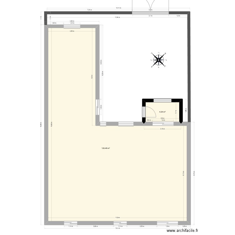 croquis. Plan de 2 pièces et 134 m2