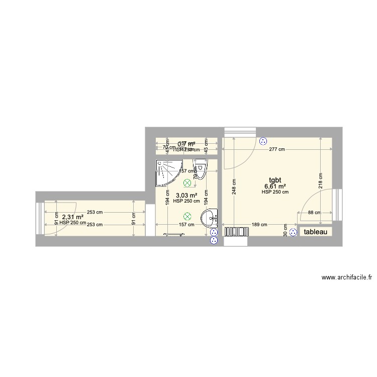 sub rdc. Plan de 5 pièces et 13 m2