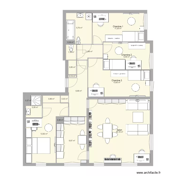 AppartClementAder. Plan de 