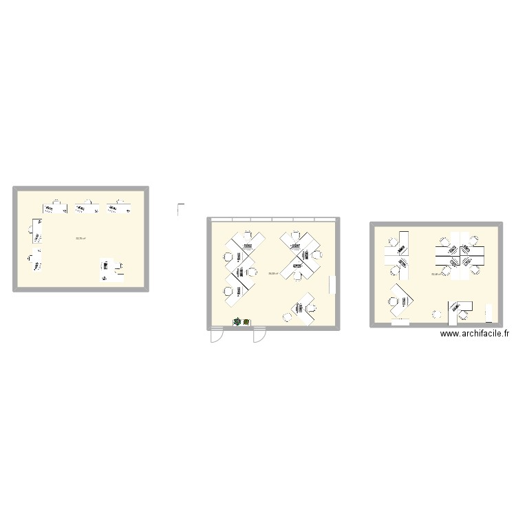 bUREAU. Plan de 3 pièces et 163 m2