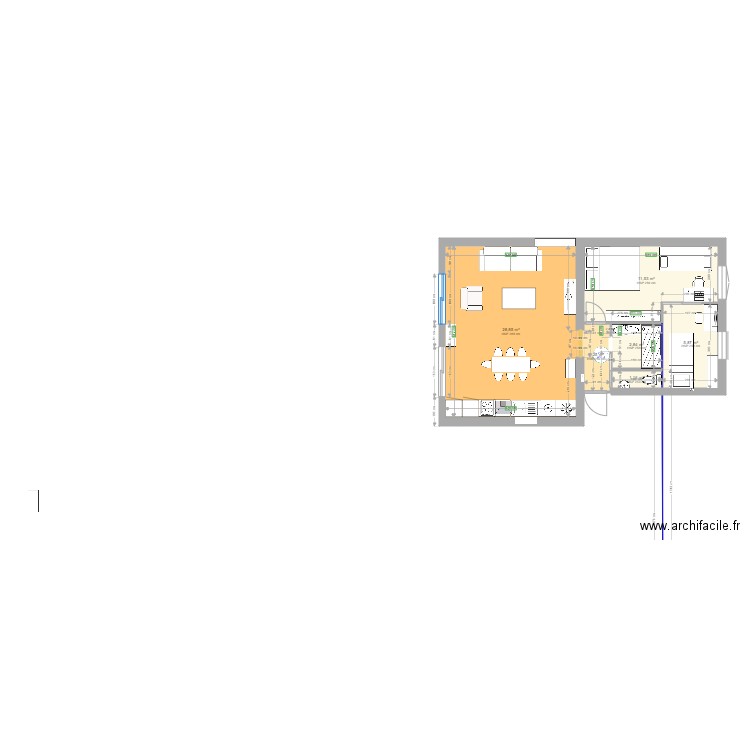 StJq243v4. Plan de 6 pièces et 52 m2