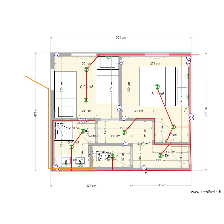 CH 1 CH 2 SDB WC LA COUE ELEC. Plan de 0 pièce et 0 m2