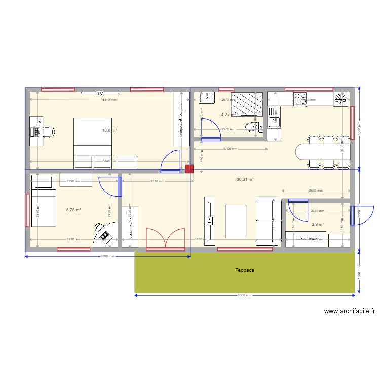 4ка новая планировка под вагон. Plan de 6 pièces et 74 m2