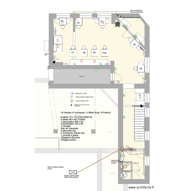 Pâtisserie rajout spots. Plan de 0 pièce et 0 m2