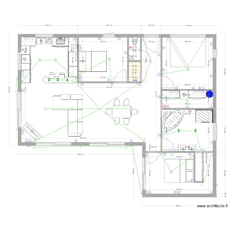 Maison Plouarzel Electricité. Plan de 8 pièces et 106 m2