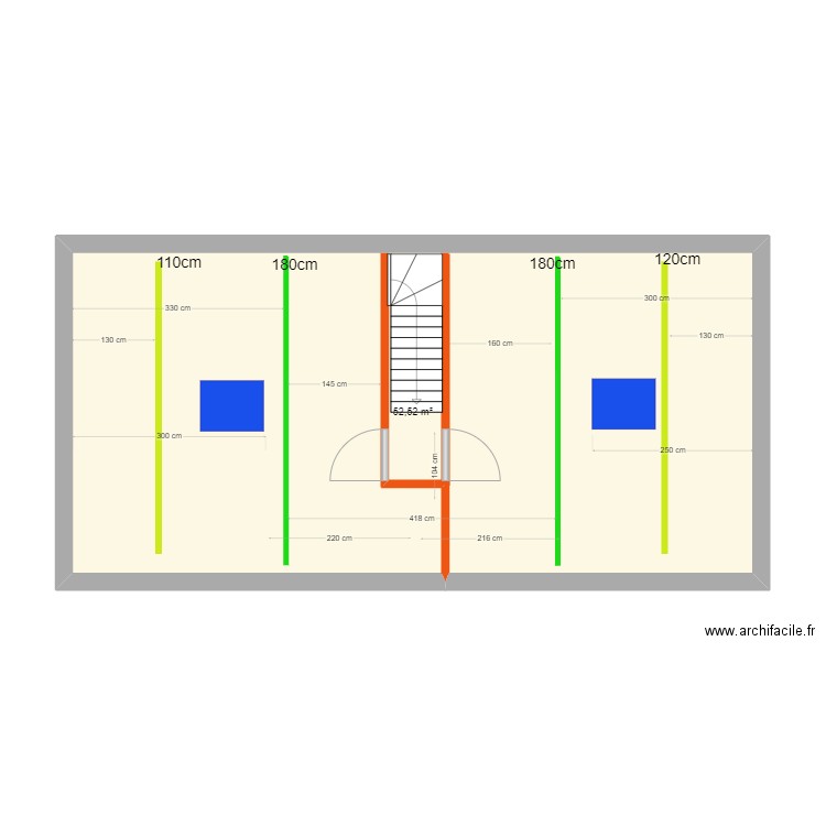 étage appt 7. Plan de 1 pièce et 53 m2