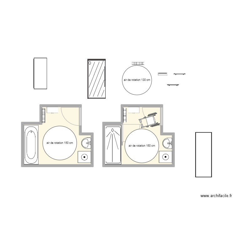 hennn salle de bain 2. Plan de 2 pièces et 13 m2