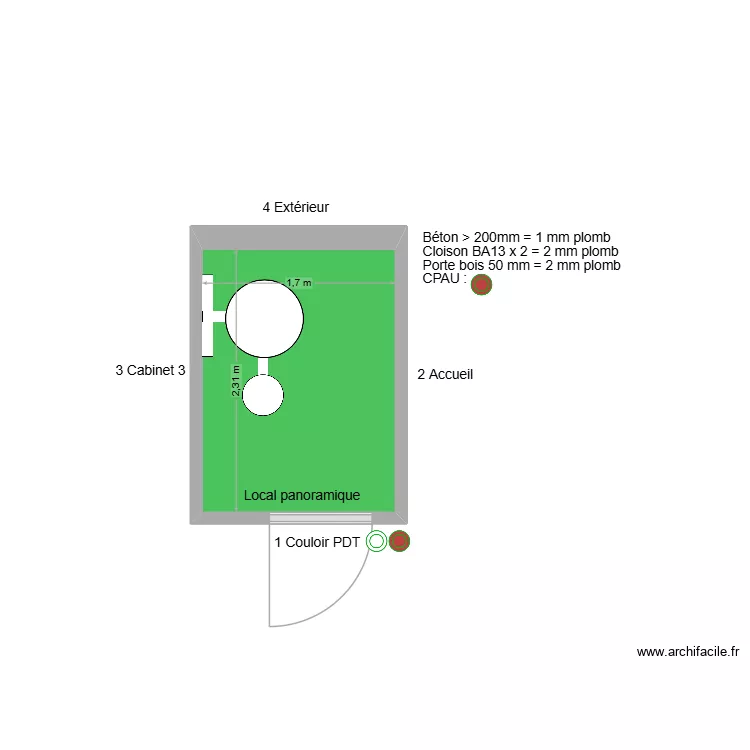 31720 Local panoramique. Plan de 1  et 4 m²