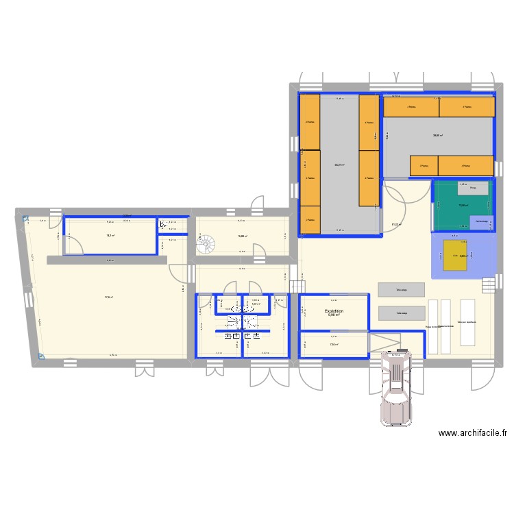 fromagerie V6. Plan de 14 pièces et 513 m2