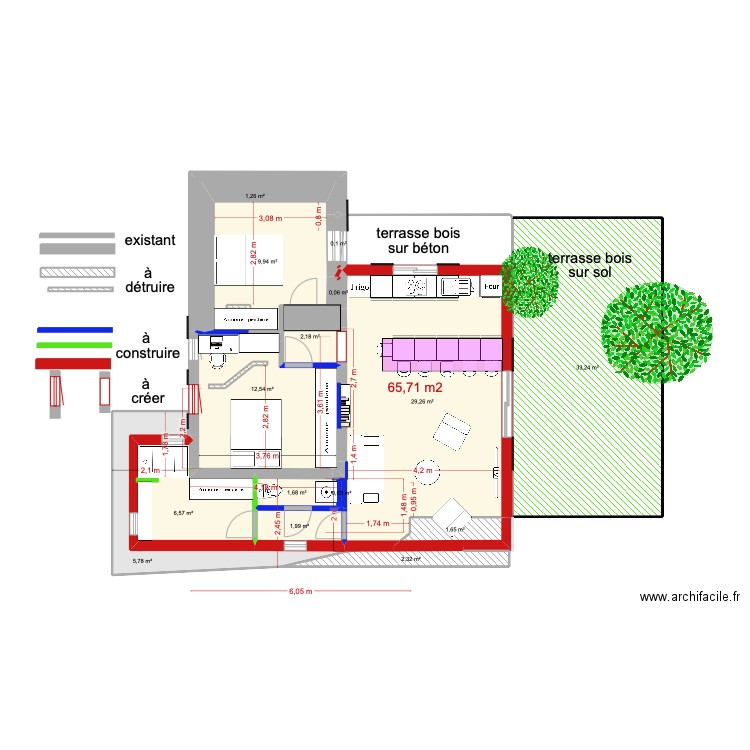 a casuccia 5ème 2 chambres. Plan de 15 pièces et 109 m2