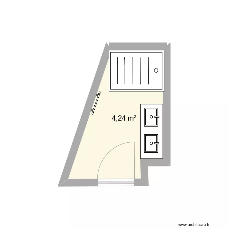sdb futur. Plan de 1  et 4 m²